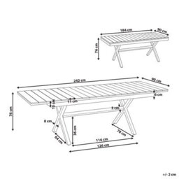 Beliani Extending Garden Dining Table Fanes 184/242 Cm 90 Cm Metal White - thumbnail 3