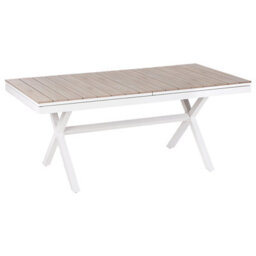 Beliani Extending Garden Dining Table Fanes 184/242 Cm 90 Cm Metal White - thumbnail 4