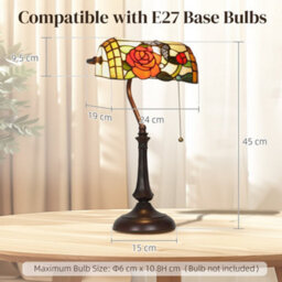 Wyld Haus Vimoro Vael Tiffany-Style Rose & Butterfly Table Lamp, Multicolour Glass, Bronze Tone Base - thumbnail 3