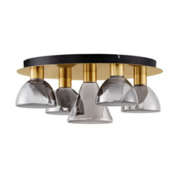 Luminosa Lighting Luminosa Voi Shade Cluster Ceiling Light Smokey, Brass Gold Triac Dimmable Led 40W 1200Lm 3000K