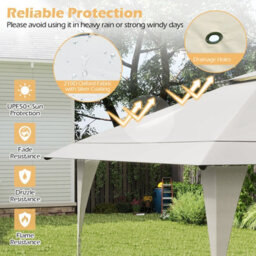 Costway 395 X 395 Cm Pop Up Canopy Tent Outdoor Easy Setup Gazebo-Beige - thumbnail 5
