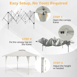 Costway 395 X 395 Cm Pop Up Canopy Tent Outdoor Easy Setup Gazebo-Beige - thumbnail 8