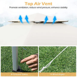 Costway 395 X 395 Cm Pop Up Canopy Tent Outdoor Easy Setup Gazebo-Beige - thumbnail 6