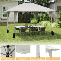 Costway 395 X 395 Cm Pop Up Canopy Tent Outdoor Easy Setup Gazebo-Beige - thumbnail 7