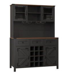 Abrihome Tall Kitchen Cabinet With 4 Doors & 3 Drawers, Usb Ports & Power Outlets, Side Cabinet For Kitchen, 120 X 40 X 170 Cm, Black - thumbnail 9