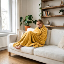 Moonlight Bedding Fleece Blanket Soft Throw Lightweight All Season Sofa, Bed & Travel Blanket Super King (Yellow, 230X270Cm) - thumbnail 2