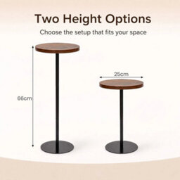 Brown Round Side Table Tall Accent Table With Iron Base 25X25X66Cm Home - thumbnail 2