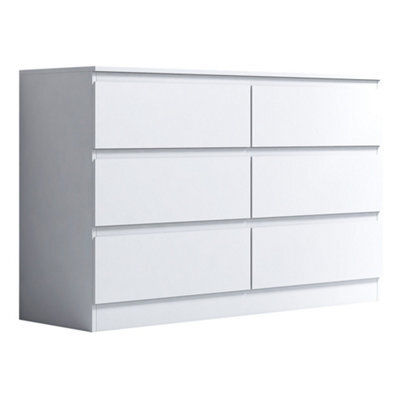 Eco Living Carlton Matt White Chest Of Drawers 6 Drawer Cabinet - image 1