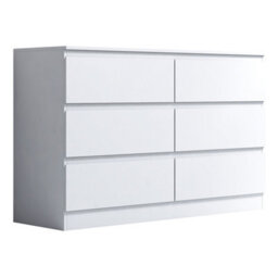 Eco Living Carlton Matt White Chest Of Drawers 6 Drawer Cabinet - thumbnail 1
