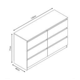 Eco Living Carlton Matt White Chest Of Drawers 6 Drawer Cabinet - thumbnail 3