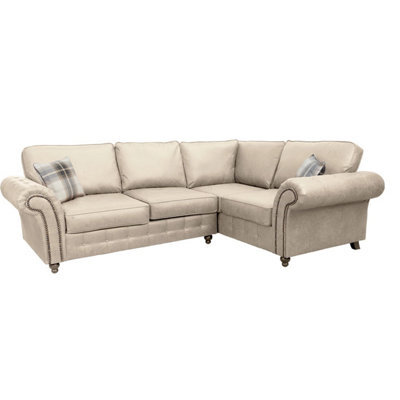 Oakland Suede Leather 2C1 Corner Sofa Marble - image 1