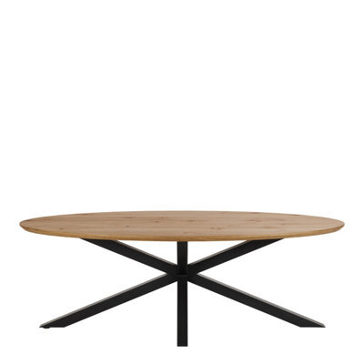 Furniture To Go Heaven Dining Table In Oak & Black Metal Base (L) 220Cm Seats Up To 6 - image 1