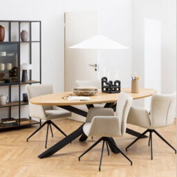 Furniture To Go Heaven Dining Table In Oak & Black Metal Base (L) 220Cm Seats Up To 6 - thumbnail 3