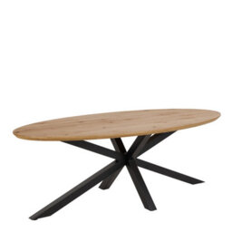 Furniture To Go Heaven Dining Table In Oak & Black Metal Base (L) 220Cm Seats Up To 6 - thumbnail 2