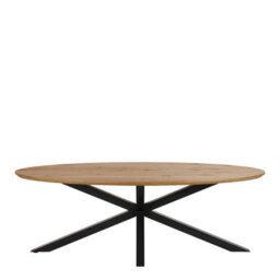 Furniture To Go Heaven Dining Table In Oak & Black Metal Base (L) 220Cm Seats Up To 6 - thumbnail 1
