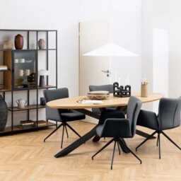 Furniture To Go Heaven Dining Table In Oak & Black Metal Base (L) 220Cm Seats Up To 6 - thumbnail 4