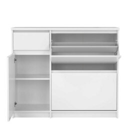 Wyld Haus Budapest White Wooden Shoe Cabinet 3 Doors 1 Drawer - thumbnail 8