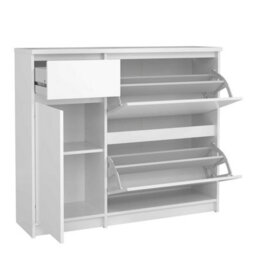 Wyld Haus Budapest White Wooden Shoe Cabinet 3 Doors 1 Drawer - thumbnail 7