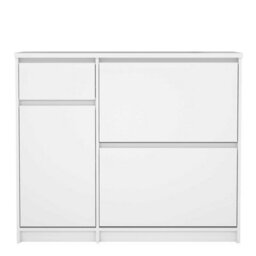Wyld Haus Budapest White Wooden Shoe Cabinet 3 Doors 1 Drawer - thumbnail 5