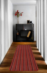 Red Striped 8mm Thick Rectangle Mat For Bathroom, Kitchen, Easy To Clean Striped Mat - 67Cm X 100Cm - thumbnail 3