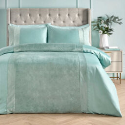 Soirée Iras Luxury Quilted Detailing Duck Egg Duvet Cover Set