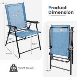 Costway Set Of 4 Patio Folding Dining Chairs Outdoor Portable Sling Back Chairs - thumbnail 2