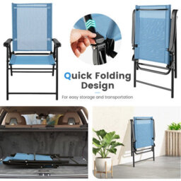 Costway Set Of 4 Patio Folding Dining Chairs Outdoor Portable Sling Back Chairs - thumbnail 6