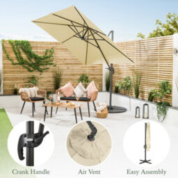 Christow Aluminium 2.5M Cantilever Garden Patio Parasol - thumbnail 3