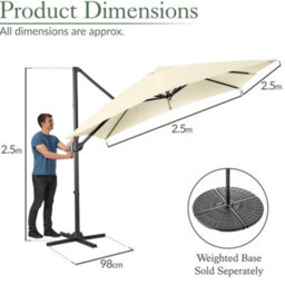 Christow Aluminium 2.5M Cantilever Garden Patio Parasol - thumbnail 7