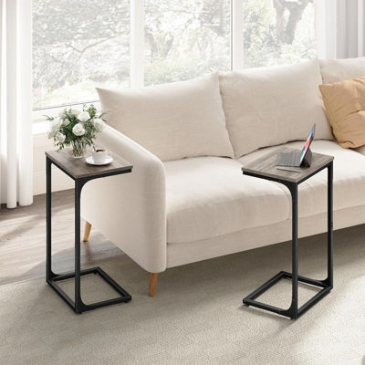 Songmics Modern Side Set, Paired C-Tables For Living Space, Heather Greige And Ink Black - image 1