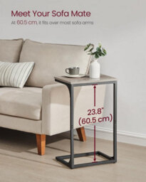 Songmics Modern Side Set, Paired C-Tables For Living Space, Heather Greige And Ink Black - thumbnail 3