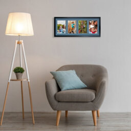 AK Frames 50X20Cm Black Sleek Multi Photo Frame With Pompadour Mount - Holds 4 Apertures (4X) 6X4 Photos - thumbnail 3