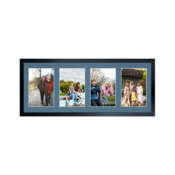 AK Frames 50X20Cm Black Sleek Multi Photo Frame With Pompadour Mount - Holds 4 Apertures (4X) 6X4 Photos - thumbnail 1