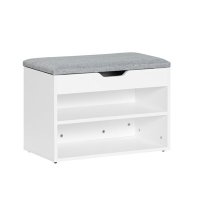 Sobuy Fsr25-Hg, Shoe Storage Bench Shoe Rack With Padded Cushion, Hallway Storage Unit With 2 Tiers, Grey - image 1