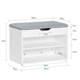 Sobuy Fsr25-Hg, Shoe Storage Bench Shoe Rack With Padded Cushion, Hallway Storage Unit With 2 Tiers, Grey - thumbnail 3