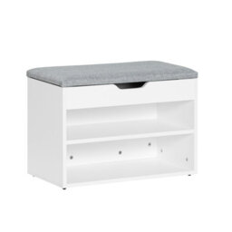 Sobuy Fsr25-Hg, Shoe Storage Bench Shoe Rack With Padded Cushion, Hallway Storage Unit With 2 Tiers, Grey - thumbnail 1