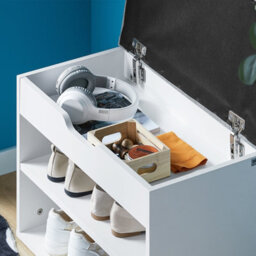 Sobuy Fsr25-Hg, Shoe Storage Bench Shoe Rack With Padded Cushion, Hallway Storage Unit With 2 Tiers, Grey - thumbnail 5