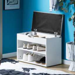 Sobuy Fsr25-Hg, Shoe Storage Bench Shoe Rack With Padded Cushion, Hallway Storage Unit With 2 Tiers, Grey - thumbnail 9