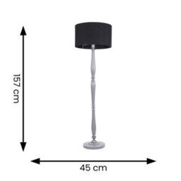 Valuelights Victoria Traditional Grey Wood Candlestick Floor Lamp With Black Drum Shade - Led Bulb Included - thumbnail 6