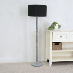 Valuelights Victoria Traditional Grey Wood Candlestick Floor Lamp With Black Drum Shade - Led Bulb Included - thumbnail 5