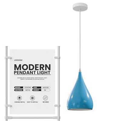 Ledsone Modern Industrial Teardrop Hanging Ceiling Light Pendant Lamp, Eyeball Design Modern Light Shades E27 Lamp Blue - image 1