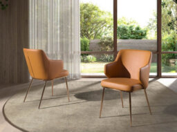 Angel Cerda Stylish Brown Leatherette Dining Chair With Chrome Legs - thumbnail 2