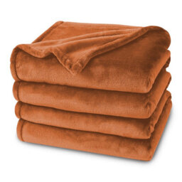 Ameha Fleece Plain Blanket, Lightweight & Reversible Throw For Travel, Bed & Sofa Blanket, Rust Super King 230X270Cm - thumbnail 3