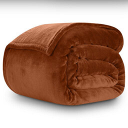 Ameha Fleece Plain Blanket, Lightweight & Reversible Throw For Travel, Bed & Sofa Blanket, Rust Super King 230X270Cm - thumbnail 5