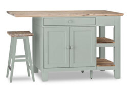 Statement Furniture Florence Sage Green Kitchen Island With Cupboard And Shelves - thumbnail 3