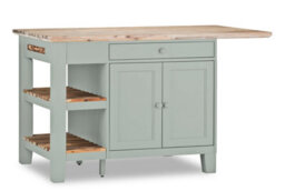 Statement Furniture Florence Sage Green Kitchen Island With Cupboard And Shelves - thumbnail 2