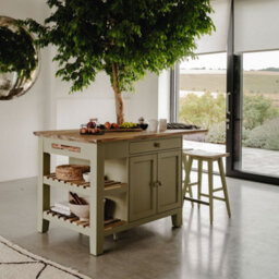 Statement Furniture Florence Sage Green Kitchen Island With Cupboard And Shelves - thumbnail 4