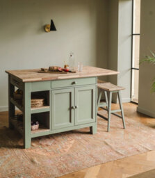 Statement Furniture Florence Sage Green Kitchen Island With Cupboard And Shelves - thumbnail 5