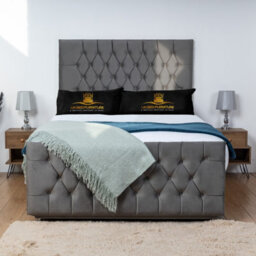 UKBEDFURNITURE Jublie Steel Plush  Divan Bed Base With 26 Inch Headboard - No Storage - thumbnail 1