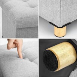 Light Gray Folding Storage Stool Seat Ottoman Footstool - thumbnail 5